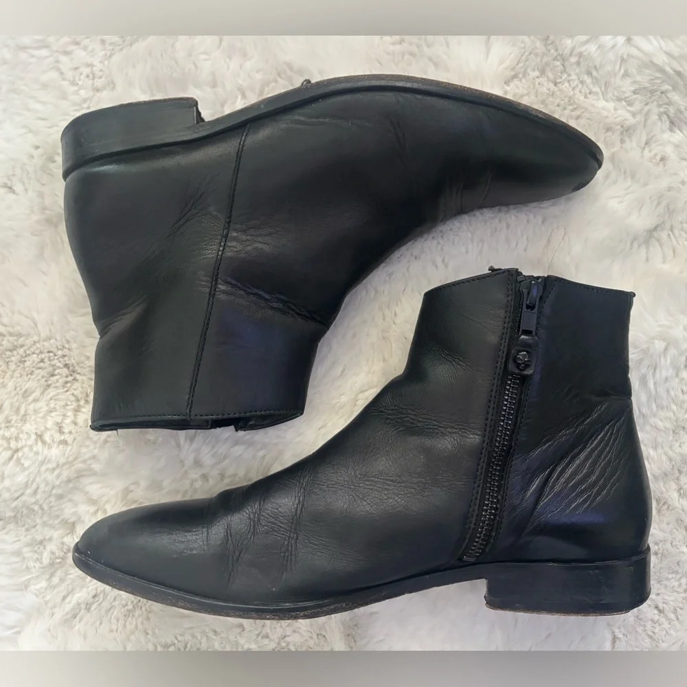 The Kooples Black Leather Ankle Boot w/ Side Zipper & Heel Size EU 41 US 10.5